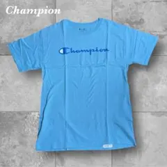 チャンピオン Tシャツ M 水色 日本L相当 ロゴプリント コットン 半袖 古着