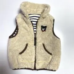 ☆美品ミキハウスＤOＵBLE➖B リバーシブルボアベスト☆90センチ☆色ベージュ