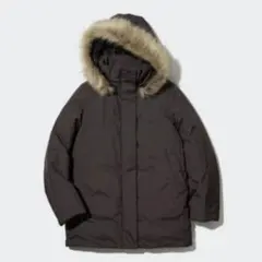 【ユニクロ】ハイブリッドダウンコートブラウン　S