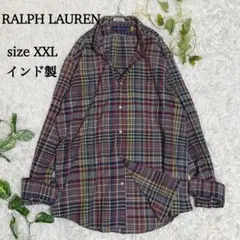 美品　RALPH LAUREN　長袖シャツ　マドラスチェック　インド製