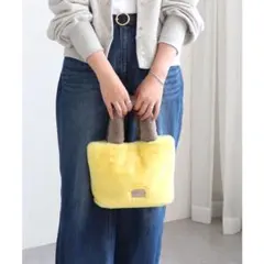 COLDE フェイクファーバイカラートートバッグ イエロー