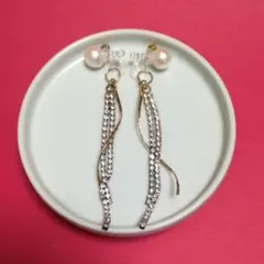 イヤリング パール ゴールド 3連 2WAY 未使用