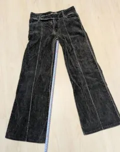 訳あり コーデュロイ フレアパンツ黒系 ローライズ M