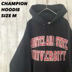CHAMPION チャンピオン　カレッジプリントスウェットパーカーM黒 US古着