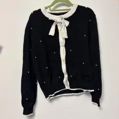 FRIFUL リボンタイビジューニットトップス ブラック S