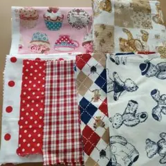 クマ柄　ドット柄　カップケーキ柄◇生地　ハギレまとめ売り◇