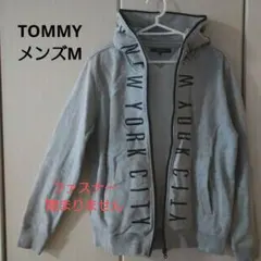 TOMMY グレー フード付きパーカー メンズ M