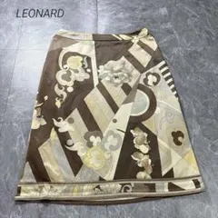 LEONARDレオナール 膝丈スカート 70 花柄　ブラウン系のサムネイル