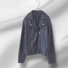 黒 レザー ライダースジャケット 　合成皮革　M