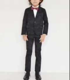 ジェネレーター　黒迷彩120130スーツ3点セットジャケットパンツネクタイ入学式