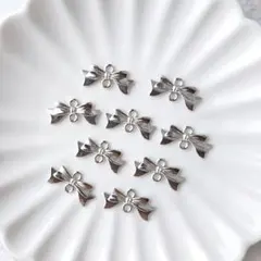 《10ヶ》 20×10mm　リボンチャーム　コネクターチャーム　蝶々結び　つなぎ