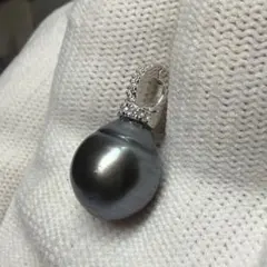 天然　黒蝶真珠　タヒチ島産　シルバーs925 ペンダントトップ ネックレス