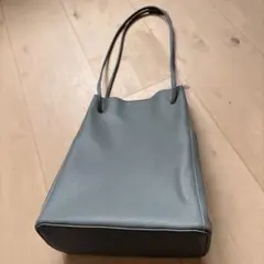 ブルーグレー レザー風 トートバッグ