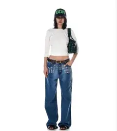 BEEDEN METAL EYELET SEMI LOOSE DENIM M
