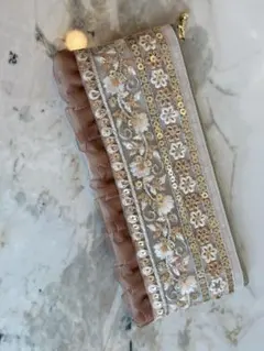 インド刺繍リボン ポーチ ペンケース 裏地付き