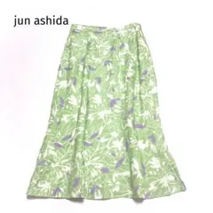 jun ashida フレアスカート ロング リネン100 花柄 グリーン 7号のサムネイル