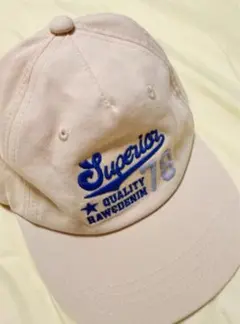 ベージュ刺繍ロゴベースボールキャップ