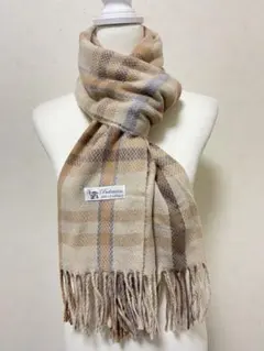 100%パシュミナカシミヤ大判ストールチェック柄マフラーあたたかい【IUL41】