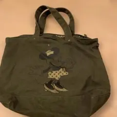 ミニーマウス トートバッグ オリーブグリーン