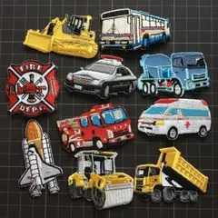 入園準備に　刺繍アイロン　ワッペン 10個セット 車両デザイン