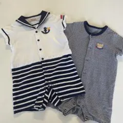 MIKI HOUSE セーラー襟ロンパース＆ボーダーロンパース2枚セット