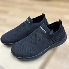 レディース軽量スニーカー スリッポン 黒22.5cm