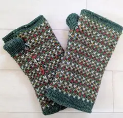 ニット指なしグローブ フリース裏地付き