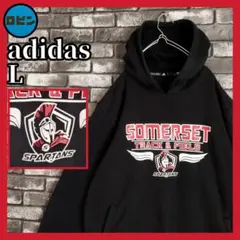 adidas 裏起毛 スパルタンズ 黒 アディダス 刺繍スリーブロゴ スウェット
