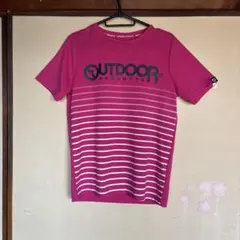 美品。OUTDOOR PRODUCTS 半袖Tシャツ ピンク ストライプ