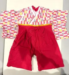 【美品 サイズ90cm】袴ロンパース & 被布 女の子 着物 ドレス　お祝い