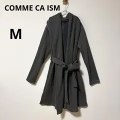 美品 コムサイズム M フード付き ロングコート ガウンコート グレー 裏起毛