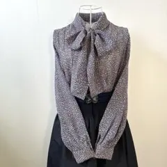 Vintage シアードット ボウタイブラウス　日本製　レトロブラウス
