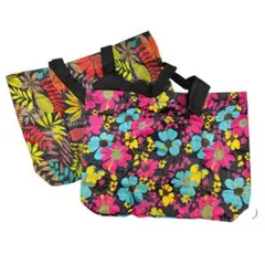 【2枚セット】エコバッグ 折りたたみ 大容量 収納ポーチ付 ボタニカル 花柄