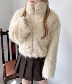 INGNI フロントジップスタンドカラーエコファーコート