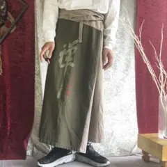 unknown / タイパンツ バイカラー 漢字 プリント デザイン古着のサムネイル