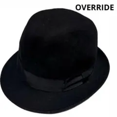 OVERRIDE フェルトハット ブラック 黒 日本製 57cm リボン