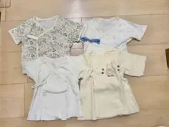 ベビー肌着4枚セット 花柄 無地 コットン