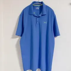 アンダーアーマー 無地 ポロシャツ 襟半袖 XL 青 ポリエステル ゴルフのサムネイル