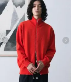 オレンジ ハイネックドライバーズニット