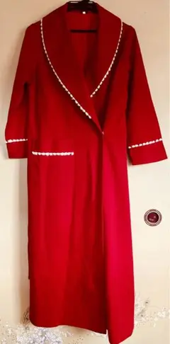 古着 昭和 ロングコート ナイトガウン ガウン 猪木 赤 バスローブ