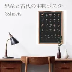 【恐竜と古代の生物ポスター】あいうえお表&アルファベット表&数字表の3枚 A3のサムネイル