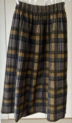 プリーツスカート チェック柄 ロング 秋冬 韓国 OLDMICKEY 裏地破れ