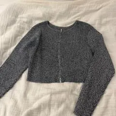 mystic クロップド丈 長袖ニット グレー系 Fサイズ