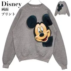 Disney ミッキーマウス スウェット トレーナー M 両面プリント グレー