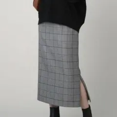 極美品⭐︎UNTITLED 〈洗える〉バルキーチェック ミディ丈ナロースカートM