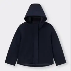 ジーユー GU コージーメルトンショートフーディコート　アウター　ネイビー　L