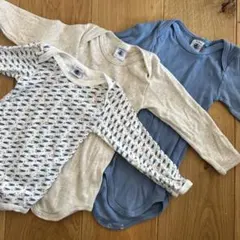 プチバトー　長袖ロンパース3枚セット　81cm