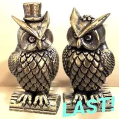 2体セット 梟 真鍮 ふくろう 置物 ブラス brass フクロウ つがい 開運のサムネイル