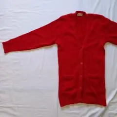 真っ赤昭和レトロニットカーディガン ヴィンテージカーディガン ウール