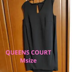 QUEENS COURT 黒のノースリーブひざ丈ワンピース